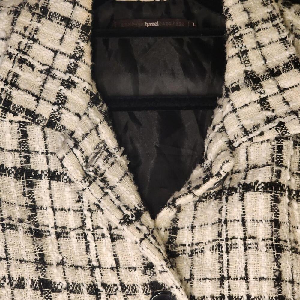 Azelhaze black and white plaid blazer coat